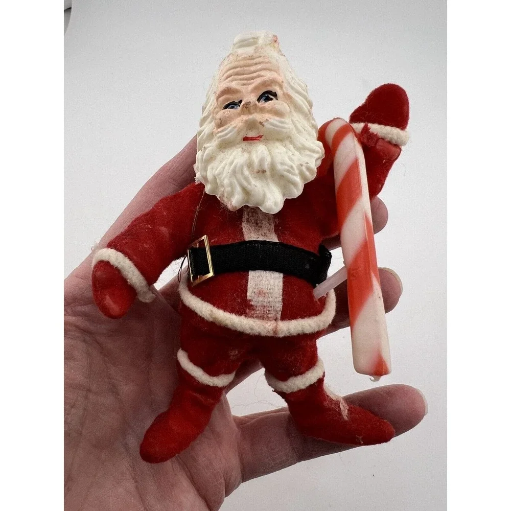 Vintage Home Decorative Happy Holiday Christmas Santa Claus with Hockey Ornament